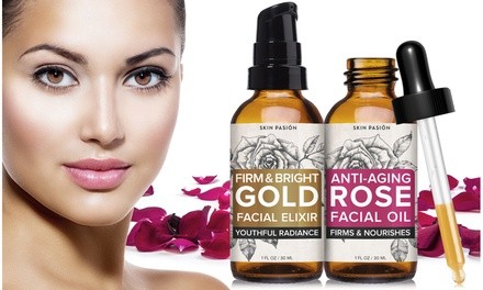 Rose and Gold Skin-Firming Facial Oil Set (2-Piece)