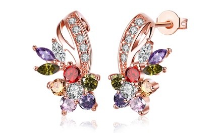 18K Rose Gold Plated Rainbow Earrings Made with Swarovski Elements
