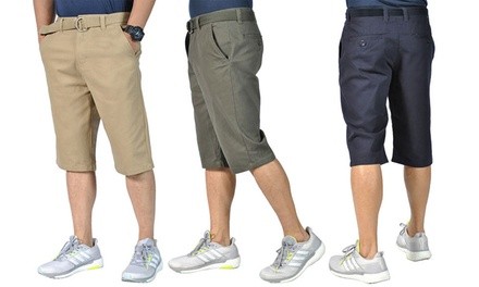 Awin Men's 100% Cotton Belted Chino Shorts