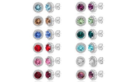 Lesa Michele 3.44 CTTW Birthstone Stud Earrings Made with Swarovski Crystals