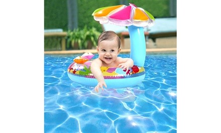 Inflatable Swim Ring with Sunshade for Toddlers