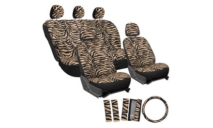 Velour Zebra Full Universal Car Seat Cover Set