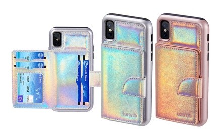 WalvoDesign Unicorn Holographic Card Folio Wallet Pouch for iPhone