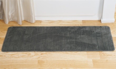 Lavish Home Stripe or Wavy Textured Memory-Foam Oversized Bath Rug Mat