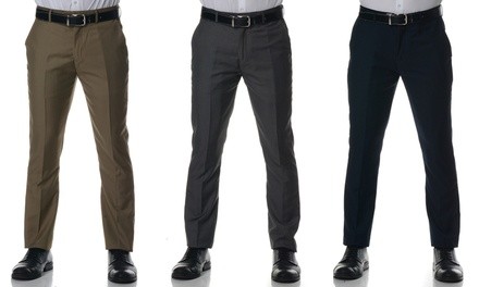 Men's Slim-Fit Solid Dress Pants