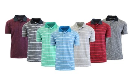 Men's Marled and Striped Knit Polo - Slim Fit 