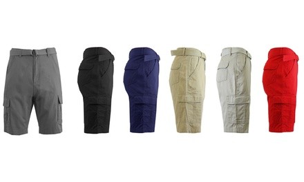 Men's Cotton Belted Cargo Shorts (2-Pack)