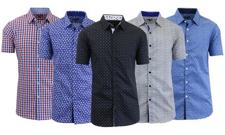 Men's Slim-Fit Short-Sleeve Button-Down Dress Shirt