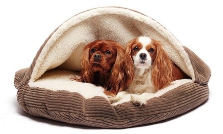 Corduroy and Sherpa-Lined Pet Cave Bed 