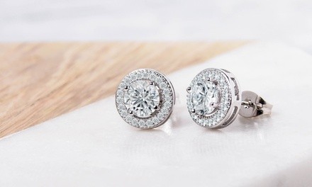 Halo Stud Earrings with Swarovski Elements