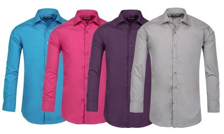 Jack Luxton Men's Slim-Fit Wrinkle-Resistant Dress Shirt. Multiple Options Available.