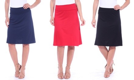 Knee-Length Foldover Swing Skirt