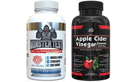 Angry Supplements Apple Cider Vinegar Weight-Loss Supplement and Monster Test Testosterone Booster