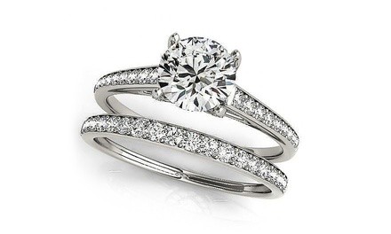 3.64 CTTW Engagement Ring Set Made with Swarovski Elements Crystals (2-Piece)