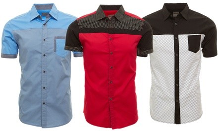 Vertical Sport Men's Short Sleeve Slim Fit Fashion Shirt