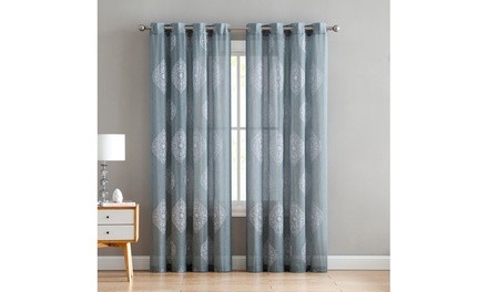 Gemma Embroidered Sheer Grommet Window Panel (Multiple Sizes Available)