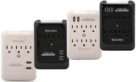 Aduro Multi Surge Protector with Dual USB Ports (1 or 2-Pack)