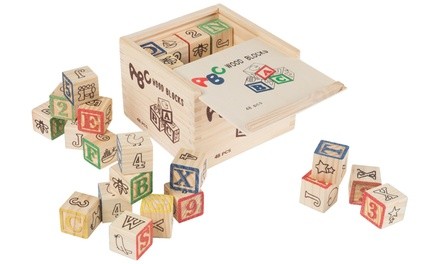 Hey! Play! ABC and 123 Wooden Block Set (48-Piece)