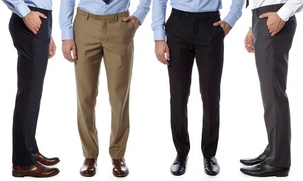 Alberto Cardinali Men's Slim-Fit Flat-Front Dress Pants (2-Pack)