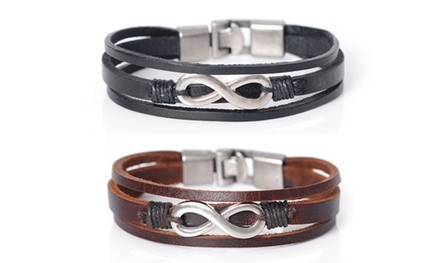 Men's 3-Layered Infinity Leather Bracelet