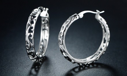 Sevil Filigree Cutout Hoop Earrings