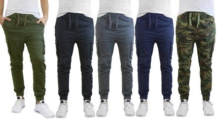 Men's Stretch Cotton-Blend Slim Fit Cargo Jogger Pants (2-Pack)