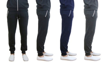 Men's French Terry Cotton-Blend Slim-Fit Joggers with Zipper Pockets