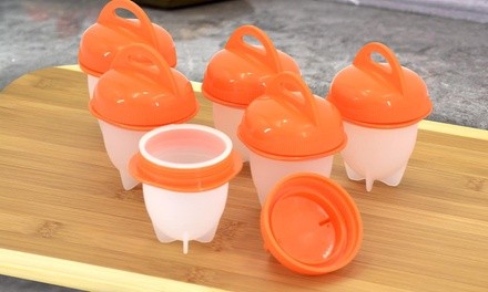 Silicone Egg Poacher Hard-Boiled Eggs Without the Shell Set (6-Piece)