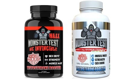 Angry Supplements Monster Test MAXX (90-Count) and Monster Test (120-Count) Dietary Supplement Set