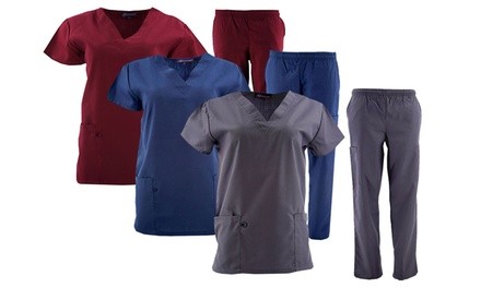 Green Town Women's Solid Medical Scrub Set. Plus Sizes Available.