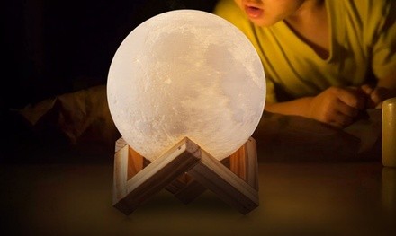 Color-Changing 3D Moon Lamp with Touch Sensor & Remote Control