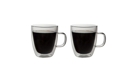 Haus by Kalorik Double-Wall Glass Coffee Mugs (13 Fl. Oz., Set of 2)