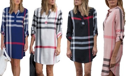 Women's Plaid Dress. Plus Sizes Available.