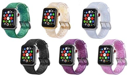 Glitter Silicone Replacement Band for Apple Watch Series 1, 2, and 3