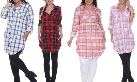 Women's Piper Stretchy Plaid Tunic; Plus Sizes Available