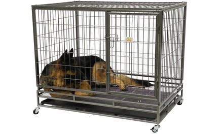 GoPetClub Heavy-Duty Steel Pet Crate