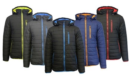 Spire by Galaxy Men's Heavyweight Puffer Jacket with Detachable Hood