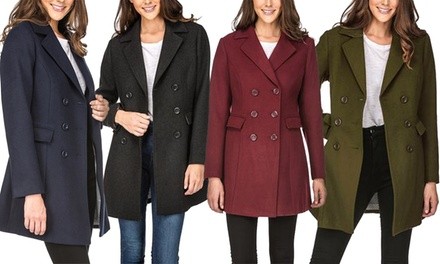 Haute Edition Women's Double-Breasted Wool-Blend Peacoat. Plus Sizes Available.