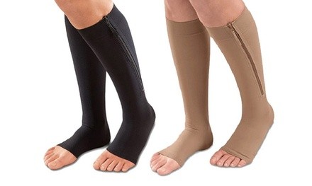 Open-Toe Zipper Compression Socks (1 or 2 Pairs)