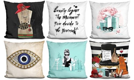 Fashion-Inspired Print Decorative Pillow. Multiple Options Available.