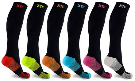 XTF Unisex Copper-Infused Knee-High Compression Socks (6 Pairs)