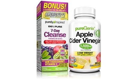 PureGenix Apple Cider Vinegar (100-Count) and 7-Day Cleanse (42-Count) Dietary Supplements