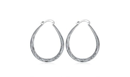 Twisted Line Hoop Earrings 925 Sterling Silver