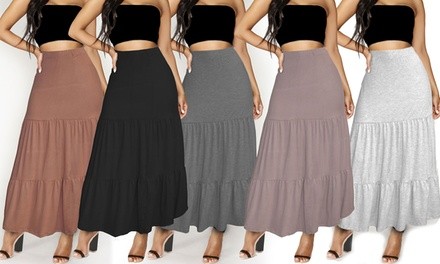Ladies' Tiered Maxi Skirt. Plus Sizes Available.