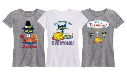 Women's Pete The Cat Thanksgiving T-Shirt. Plus Sizes Available.