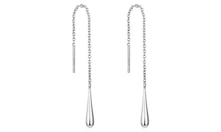 Italian Sterling Silver Threader Drop Earrings by Verona
