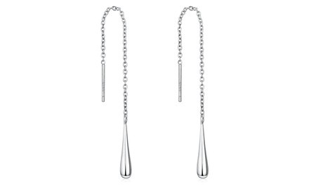 Italian Sterling Silver Threader Drop Earrings by Verona