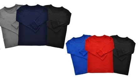 Angelina Kids' Fleece-Lined Long-Sleeve Thermal Top (3-Pack)