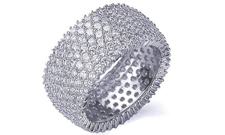 Solid Sterling Silver Cubic Zirconia Micropave Eternity Band by Mina Bloom