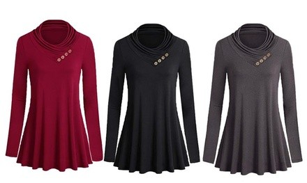 Leo Rosi Women's Michelle Button Tunic. Plus Sizes Available.